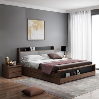 Giường ngủ có ngăn kéo màu nâu sang trọng UGN-287